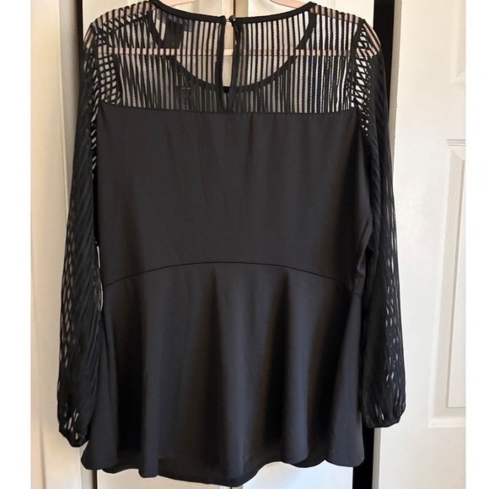 Ashley Stewart Black Puff-Sleeve Peplum Blouse – Size 18/20 – NWT MSRP $40 - Picture 5 of 6